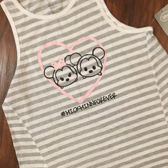 Disney Mickey Minnie Mouse Tank Stiped Swing Tank Tee Top Size Small - Picture 4 of 8